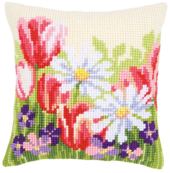 Vervaco Flamingos Cross Stitch Cushion Kit - Complete Needlework Kit From Belgium