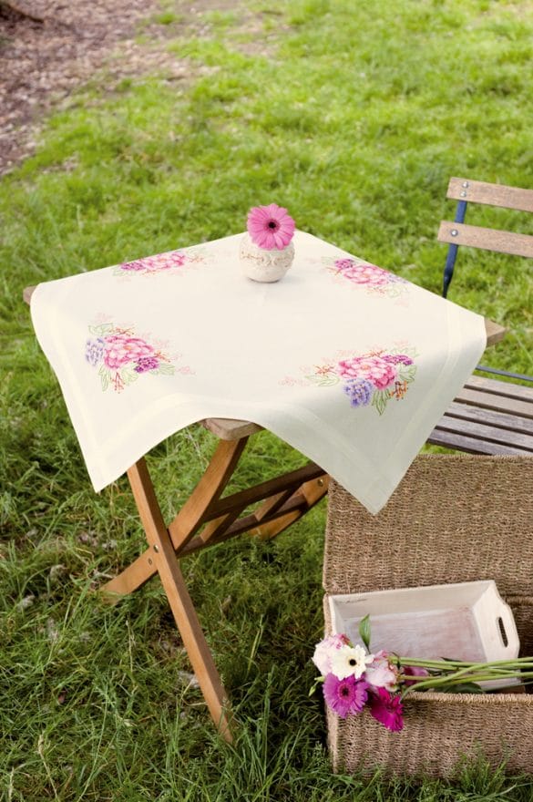 Vervaco Cross Stitch Tablecloth Kit Hydrangeas Craftmar