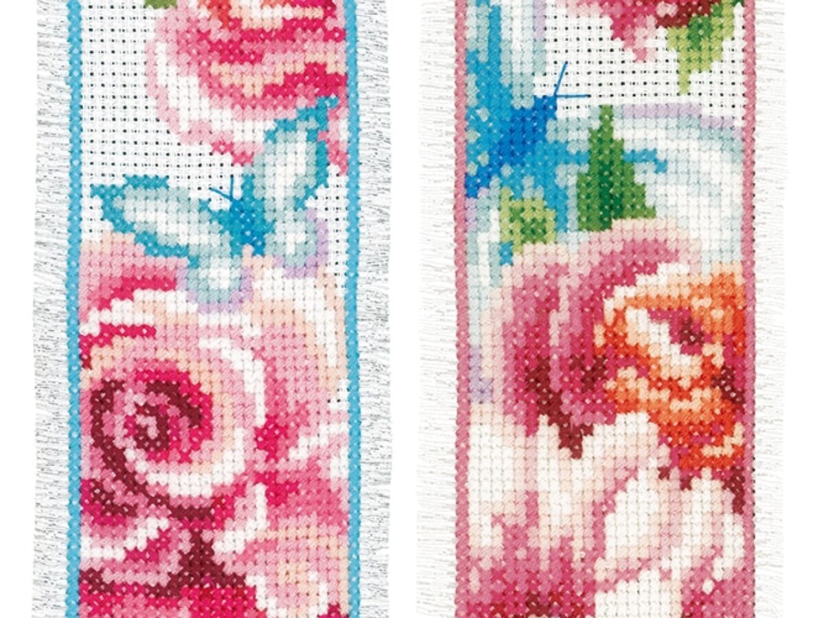 Vervaco Cross Stitch Bookmark Kit Flowers Butterflies - Craftmar