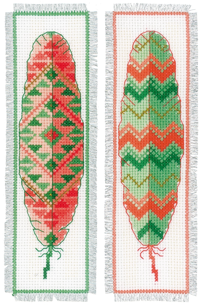 Vervaco Counted Cross Stitch Kit - Blue Feathers Bookmarks