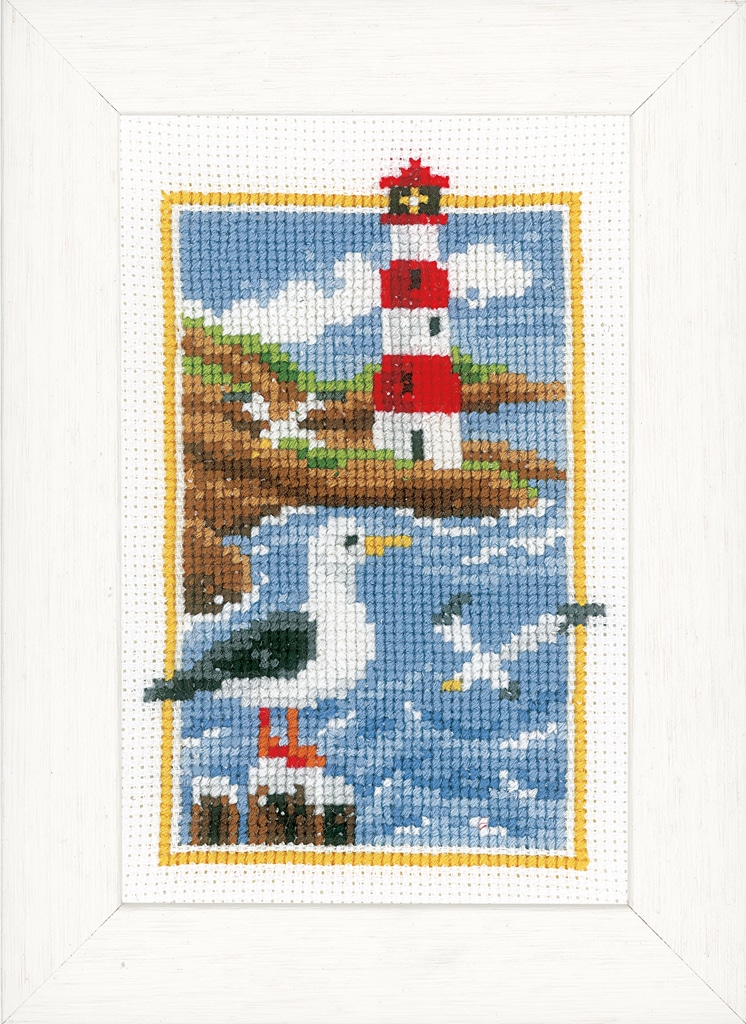Vervaco Counted Cross Stitch Miniature Kit Lighthouse 3.2 x 4.8 Set of 3 